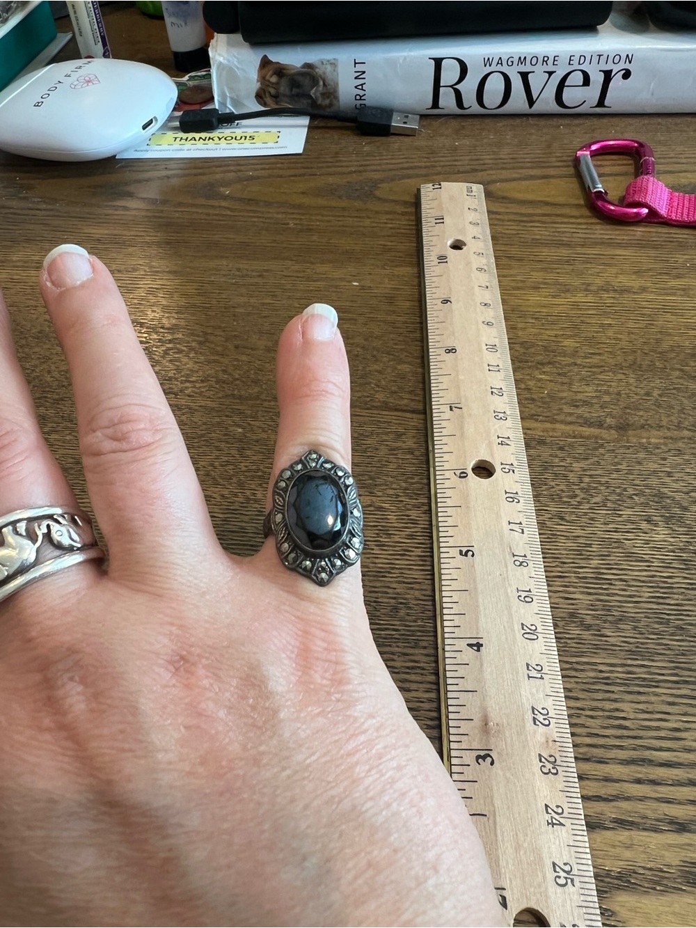 Vintage-Style Oval Black Stone Sterling Ring